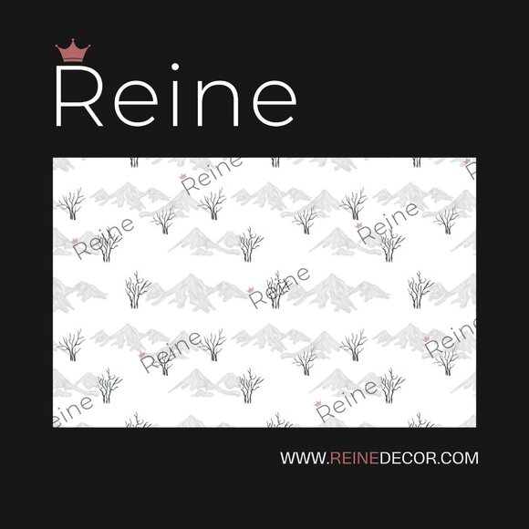 Black and White Mountains and Trees Illustration Wallpaper - Picture 5 of 9